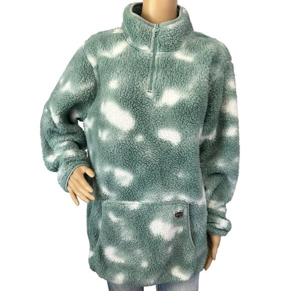 2/$30 Buffalo Outdoors Workwear 1/4 Zip Tie-Dye Sherpa Jacket Teal Size XL - Picture 3 of 13